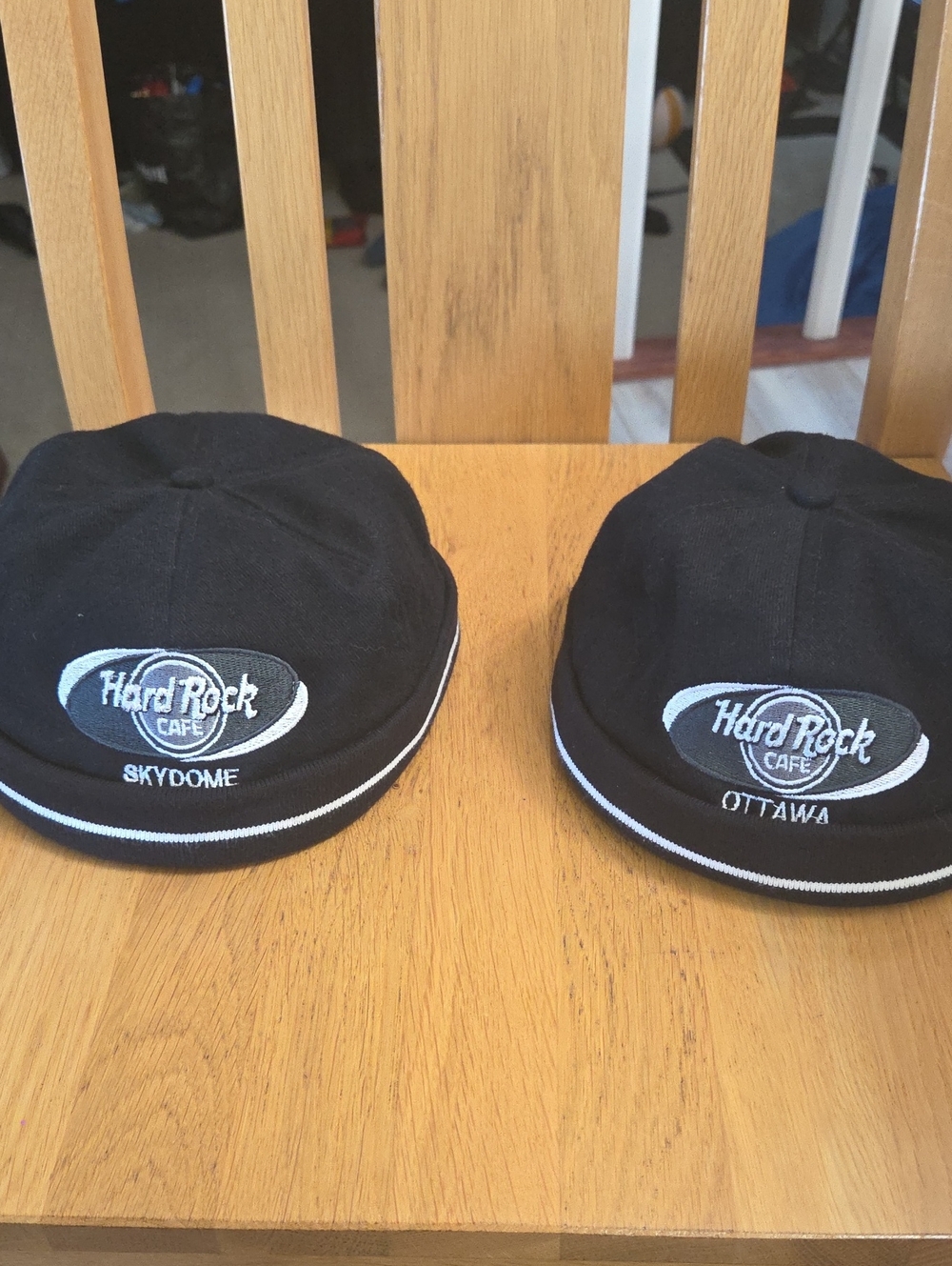 Hard Rock Cafe Black Beanie Pair with White Embroidered Logos